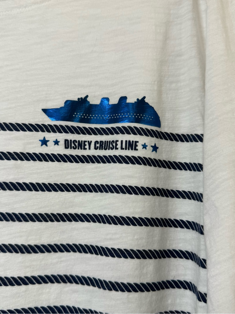 Disney Cruise Line Nautical Rope Stripe Top Metallic Ship Logo Plus Size 1X - Picture 3 of 6